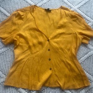 Topshop yellow cheetah print top